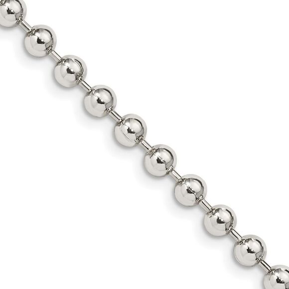Kazi Luxury Sterling Silver 4mm Beaded Chain